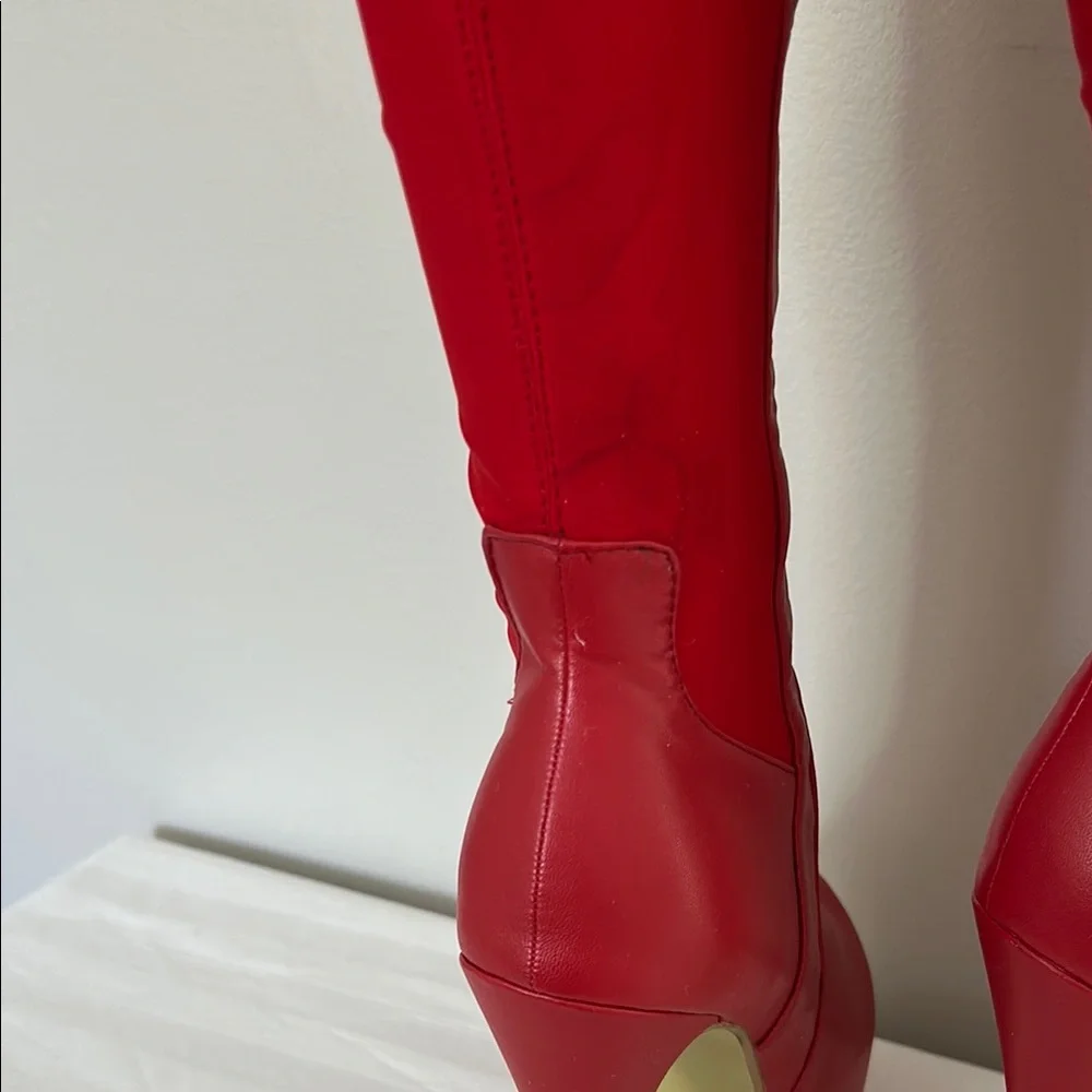 Ami Club Wear Red Over-the-Knee Women's Boots - Picture 11 of 16
